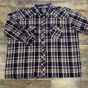 Vintage Outlaw Western Wear Long Sleeve Pearl Snap Plaid Pocket Shirt Mens Sz 3X